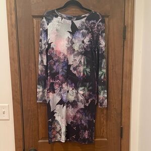 Topshop Multicolor Floral Long Sleeve Maternity Dress